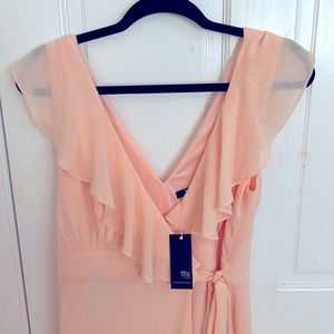 ASOS TFNC light pink/peach maternity wrap dress.